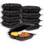 MULMEHË MFPP Plastic Hinged Take Out Containers, 10x10x3", Vented 3-Compartment, Black, 200/CS
